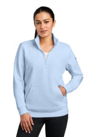 HYDROGEN BLUE HYDROGEN BLUE NKDX6720 nike women's club fleece sleeve swoosh 1/2-zip