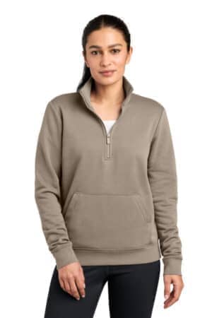 KHAKI NKDX6720 nike women's club fleece sleeve swoosh 1/2-zip