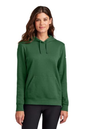 GORGE GREEN NKFD9889 nike ladies club fleece sleeve swoosh pullover hoodie