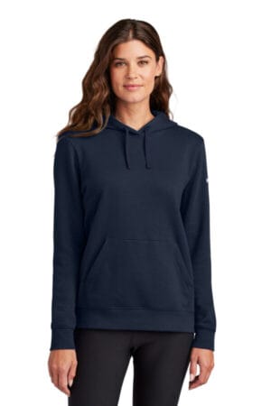 MIDNIGHT NAVY NKFD9889 nike ladies club fleece sleeve swoosh pullover hoodie