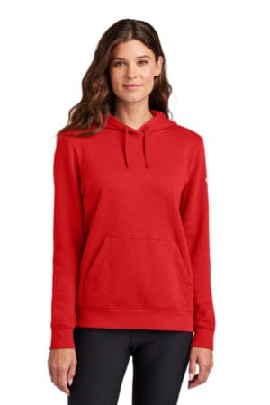 UNIVERSITY RED NKFD9889 nike ladies club fleece sleeve swoosh pullover hoodie