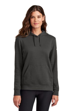 ANTHRACITE ANTHRACITE NKFD9889 nike women's club fleece sleeve swoosh pullover hoodie
