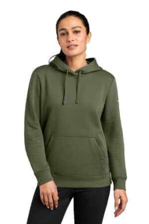 MEDIUM OLIVE MEDIUM OLIVE NKFD9889 nike women's club fleece sleeve swoosh pullover hoodie