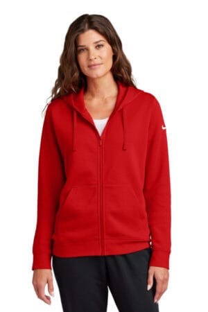 UNIVERSITY RED NKFD9890 nike ladies club fleece sleeve swoosh full-zip hoodie