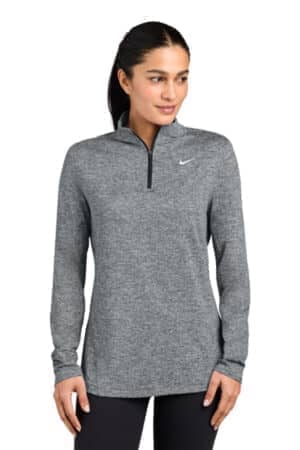 BLACK HEATHER NKIO8141 nike women's dri-fit stride 1/2-zip