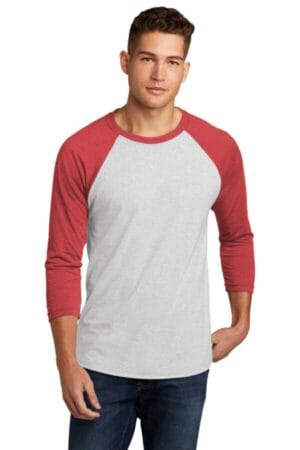 VTG RED/ HTHR WHITE NL6051 next level apparel unisex tri-blend 3/4-sleeve raglan tee