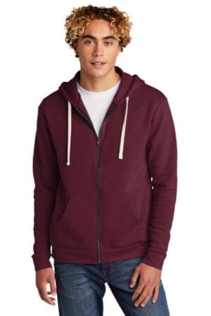 MAROON NL9602 next level apparel unisex santa cruz zip hoodie