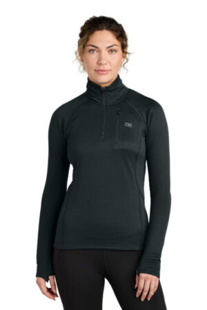 BLACK OR322263 limited edition outdoor research women's tech grid 1/4-zip fleece