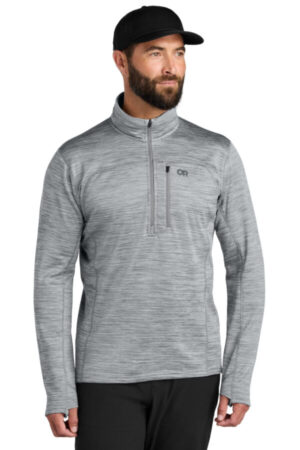 GREY HEATHER OR322267 limited edition outdoor research tech grid 1/4-zip fleece