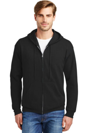 BLACK P180 hanes-ecosmart full-zip hooded sweatshirt
