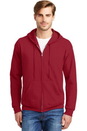 DEEP RED P180 hanes-ecosmart full-zip hooded sweatshirt