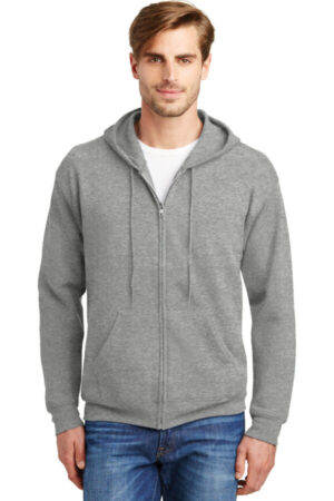 LIGHT STEEL P180 hanes-ecosmart full-zip hooded sweatshirt
