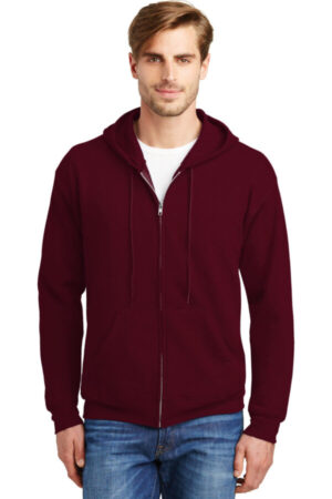 MAROON P180 hanes-ecosmart full-zip hooded sweatshirt