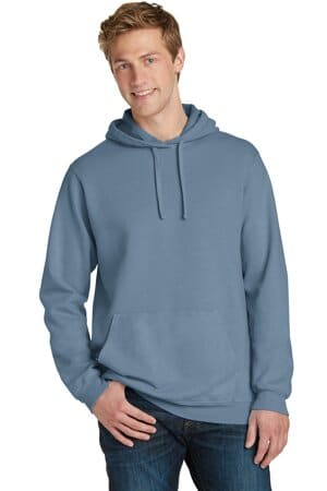 DENIM BLUE PC098H port & company beach wash garment-dyed pullover hooded sweatshirt