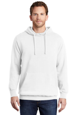 WHITE PC098H port & company beach wash garment-dyed pullover hooded sweatshirt