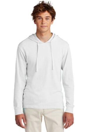 WHITE PC099H port & co beach wash garment-dyed pullover hooded tee
