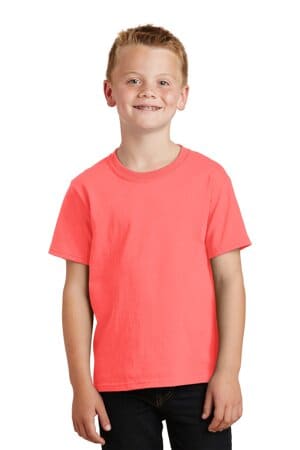 NEON CORAL PC099Y port & company youth beach wash garment-dyed tee