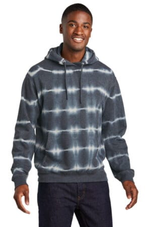 GRAPHITE/ LIGHT GREY PC143 port & company allover stripe tie-dye fleece