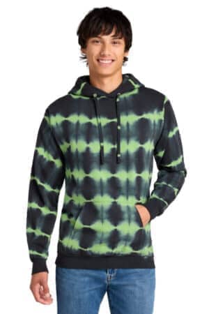 GREEN TEA/ BLACK GREEN TEA/ BLACK PC143 port & co allover stripe tie-dye fleece