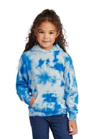 TRUE ROYAL PC144Y port & company youth crystal tie-dye pullover hoodie