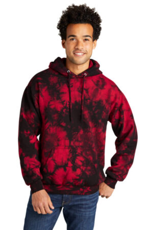 BLACK/ RED PC144 port & company crystal tie-dye pullover hoodie