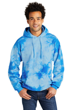 SKY BLUE PC144 port & company crystal tie-dye pullover hoodie