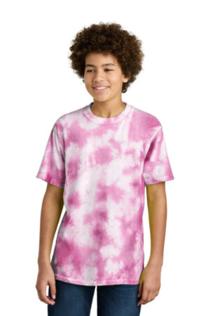 BRIGHT PINK PC145Y port & company youth crystal tie-dye tee