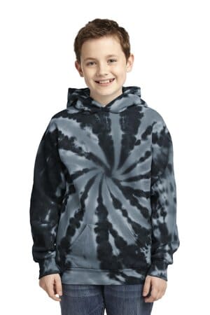 BLACK PC146Y port & company youth tie-dye pullover hooded sweatshirt