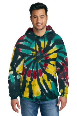 PC146 port & company tie-dye pullover hooded sweatshirt