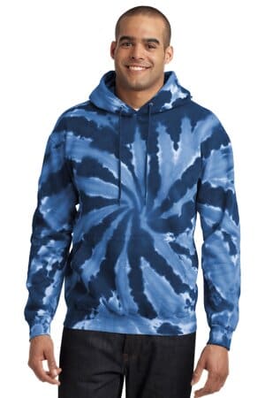 NAVY PC146 port & company tie-dye pullover hooded sweatshirt