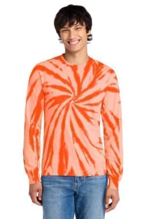 ORANGE PC147LS port & co tie-dye long sleeve tee