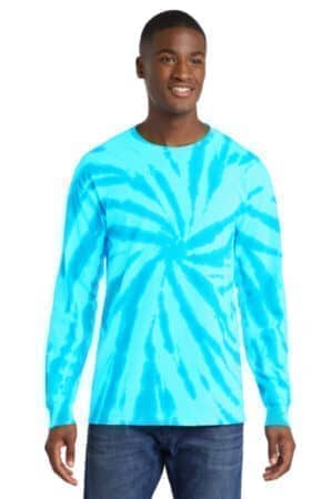 TURQUOISE PC147LS port & co tie-dye long sleeve tee