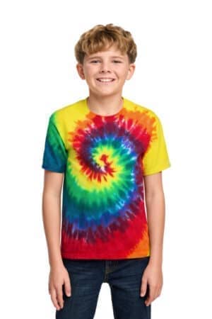RAINBOW PC147Y port & co youth tie-dye tee