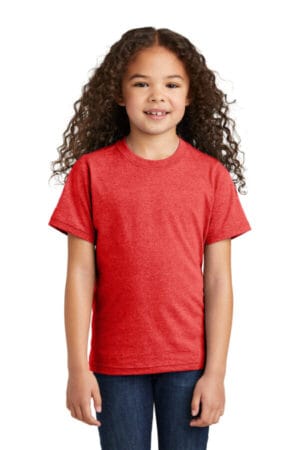BRIGHT RED HEATHER PC330Y port & company youth tri-blend tee