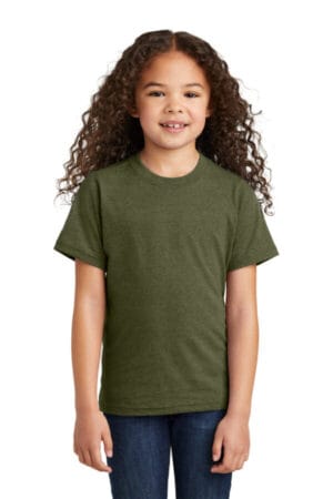 MILITARY GREEN HEATHER PC330Y port & company youth tri-blend tee