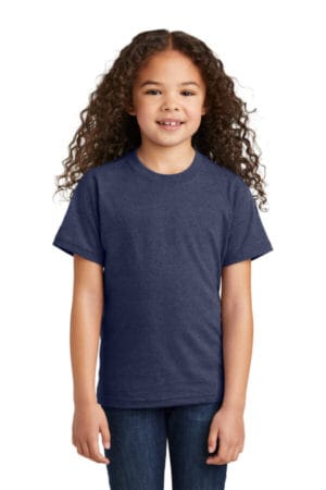 TEAM NAVY HEATHER PC330Y port & company youth tri-blend tee