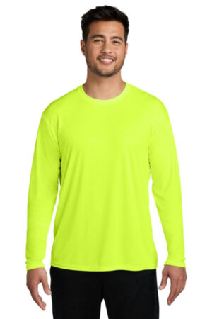 NEON YELLOW PC380LS port & company long sleeve performance tee