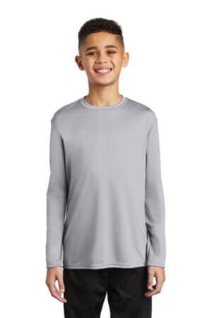 SILVER PC380YLS port & company youth long sleeve performance tee