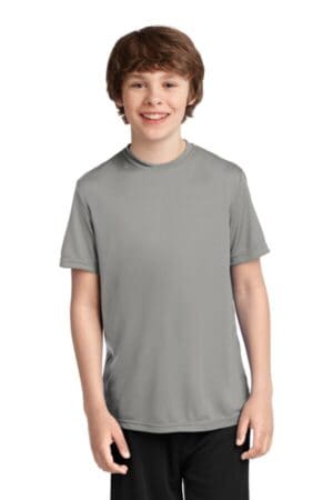 GREY CONCRETE PC380Y port & company youth performance tee
