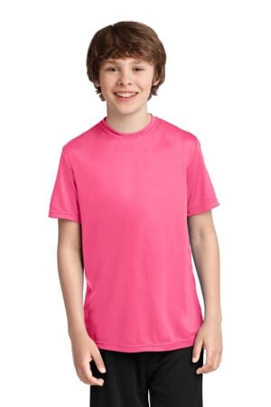 NEON PINK PC380Y port & company youth performance tee
