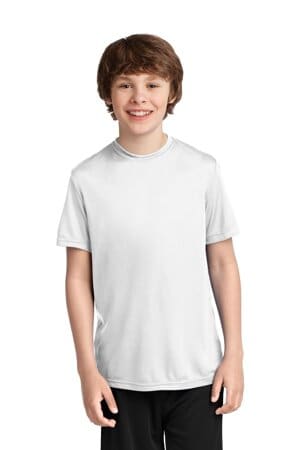 WHITE PC380Y port & company youth performance tee