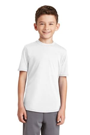 WHITE PC381Y port & company youth performance blend tee