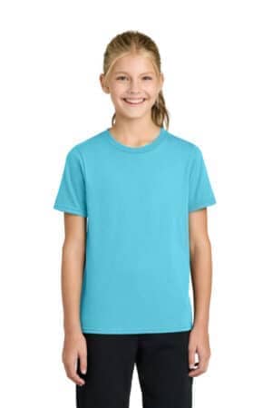 AQUATIC BLUE PC43Y port & co youth easy cotton tee