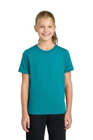 BRIGHT AQUA PC43Y port & co youth easy cotton tee