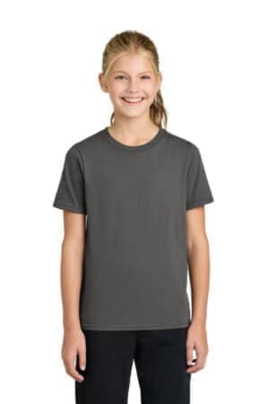 CHARCOAL PC43Y port & co youth easy cotton tee