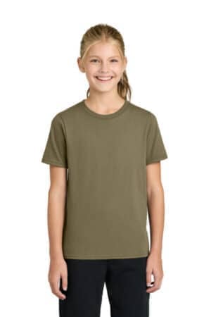 COYOTE BROWN PC43Y port & co youth easy cotton tee