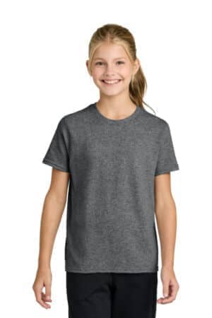 GRAPHITE HEATHER PC43Y port & co youth easy cotton tee