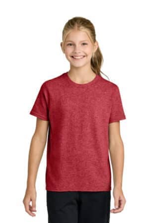 HEATHER RED PC43Y port & co youth easy cotton tee