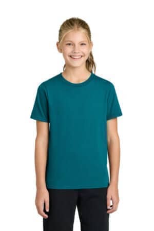 TEAL PC43Y port & co youth easy cotton tee