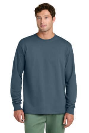 STEEL BLUE PC54LS port & co long sleeve core cotton tee